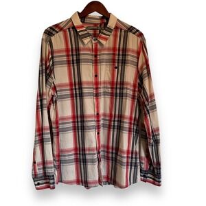 Icebreaker Merino Plaid Button Up Long Sleeve Shirt Men's XL Red Blue Gray